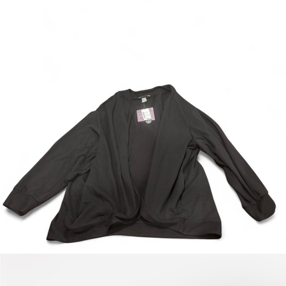 Christopher & Banks XL Black Open Front Cardigan‎ Sweater Relaxed Live